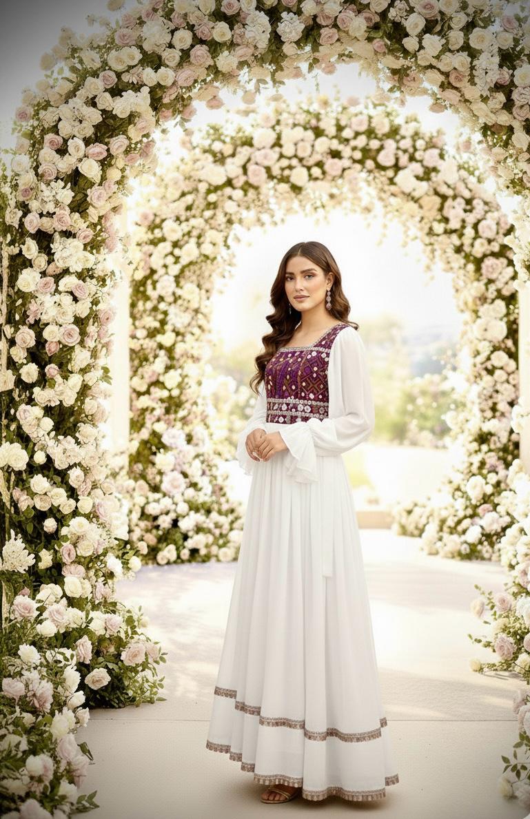 Afghan Kuchi Dress with Coin Work &amp; Balloon Sleeves